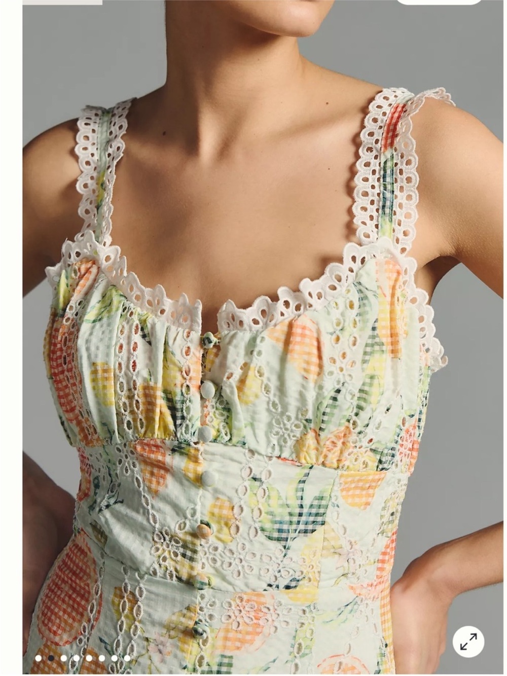 Anthropologie Ruffle Eyelet Midi Dress
